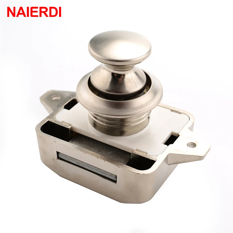 10PCS NAIERDI Camper Car Push Lock 26mm RV Caravan Boat Motor Home Cabinet Drawer Latch Button Locks For Furniture Hardware