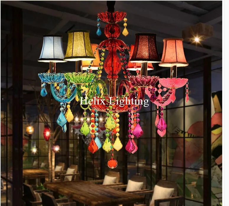 Art Decora Colorful D60cm H55cm Colorful Crystal Chandelier Lamp Crystal Modern Lighting AC Guaranteed 100% Crystal Pendant Lamp