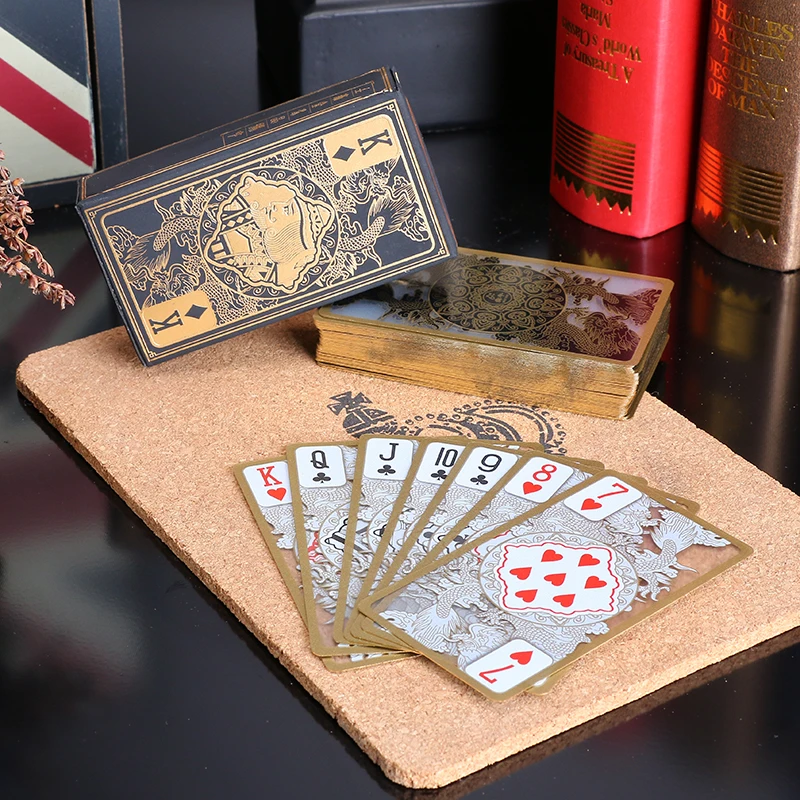 Waterproof Transparent PVC Poker Gold Edge Playing Cards Dragon Card Novelty High Quality Collection Board Game Gift Durable