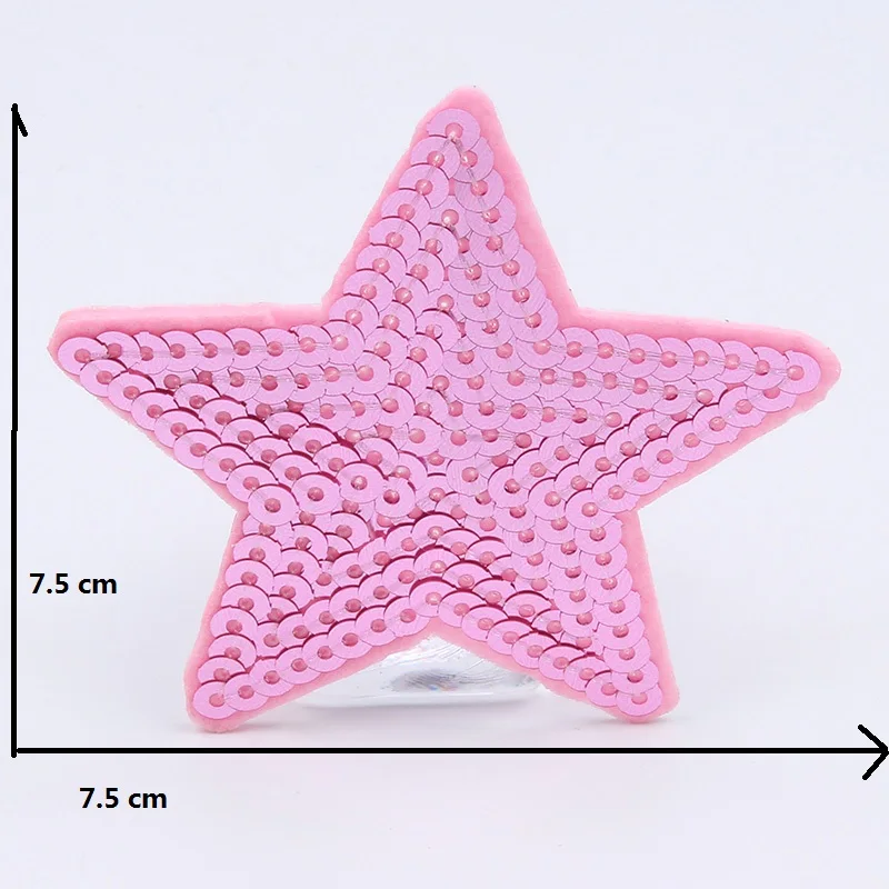 10pcs/lot Sequined Pink Star Patch For Girl Dress Hats T Shirt Bags DIY Iron On Sew On Stickers Cartoon Patches Appliques