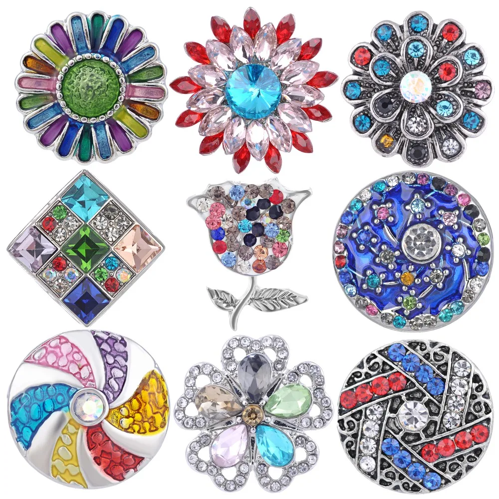 Colorful Series GingerSnaps Button Charms Fit 18mm Snap Jewelry Vn-1973