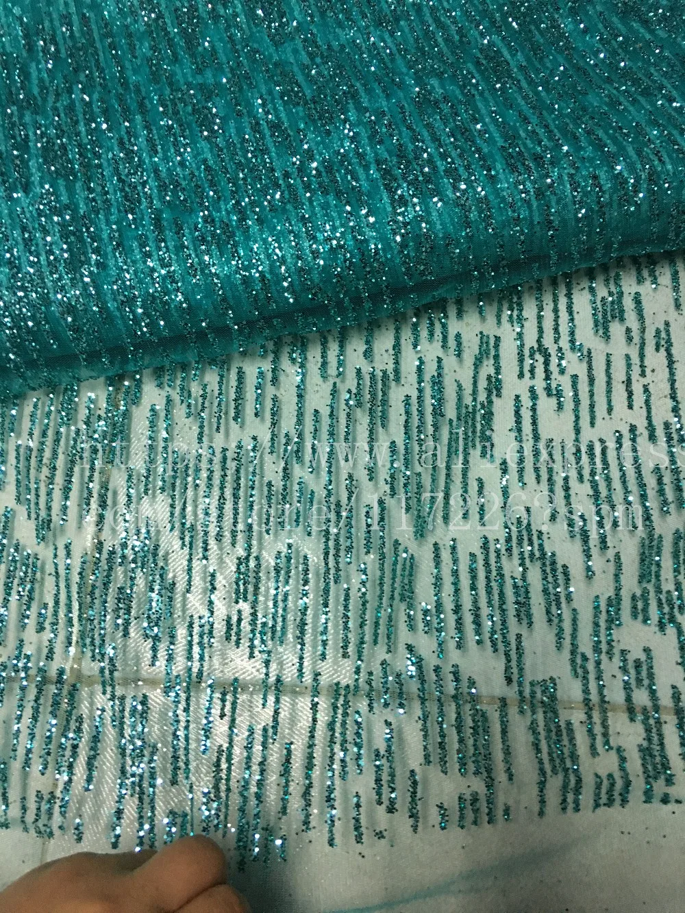 

special JRB-00525 tulle lace fabric with glued glitter green color african tulle net lace fabric