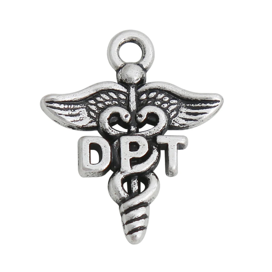 

RAINXTAR Alloy DPT Profession Medical Caduceus Charm 50pcs 19*23mm AAC1669