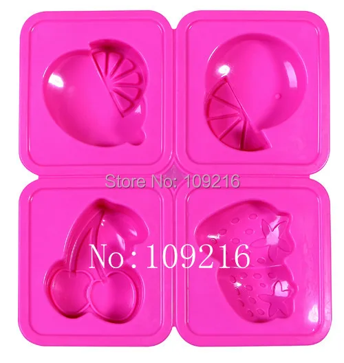 1pcs Four-Holes Cherry&Strawberry(xj079) Silicone Handmade Soap/Cake Mold Crafts DIY Mold