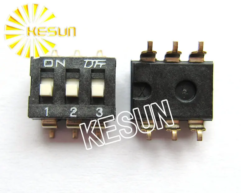 China Quality KM-03 Black 3P SMT DIP Switch 2.54mm 3 Position IC Encoder Switch Slide Switch KM-03H x 100PCS