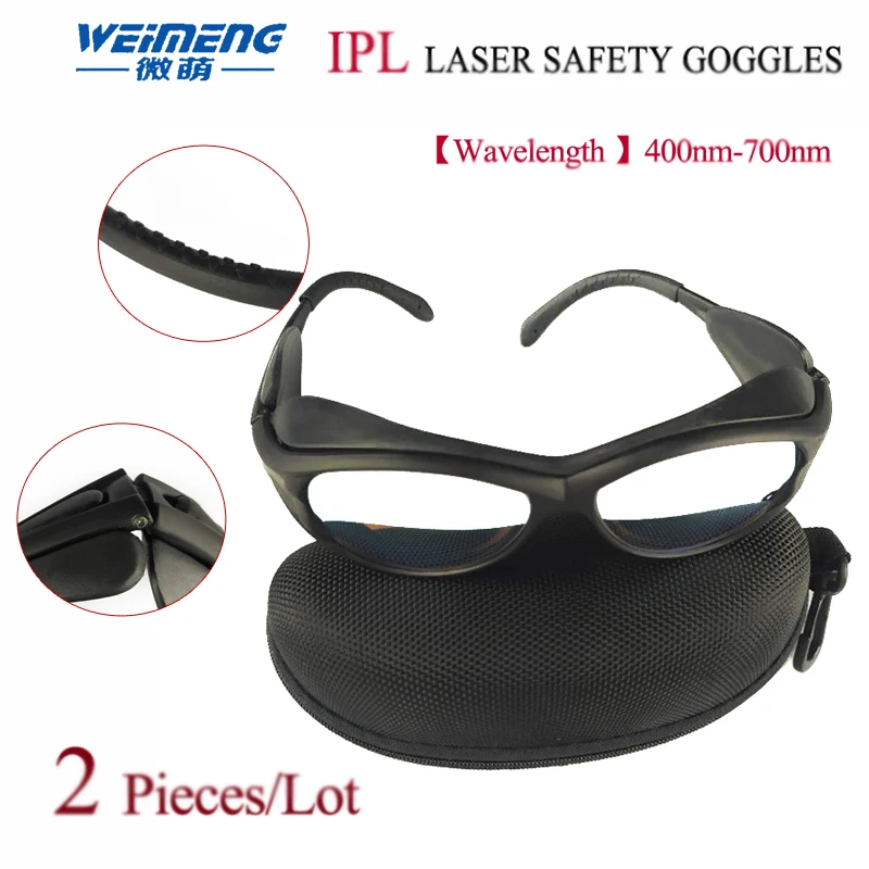 

Weimeng 2 pieces IPL Laser safety goggles eye protection black PC spectacles frame light glass lens OD+6 For IPL Laser Machine