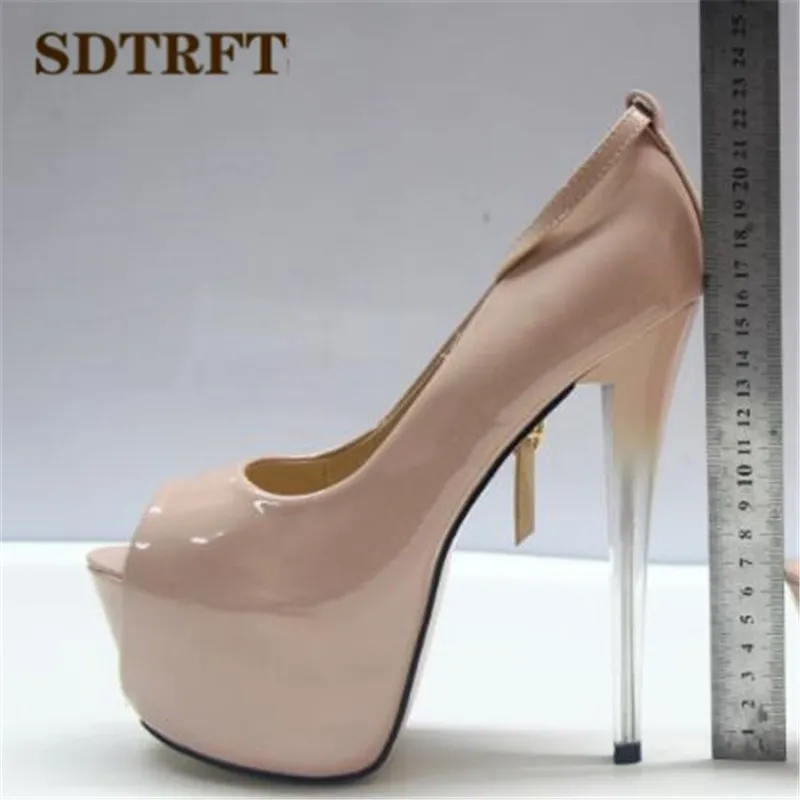 SDTRFT Crossdresser Summer Platforms Sandals 22 19 16cm thin high heels sexy Peep Toe club pumps women wedding shoes US14 15 16