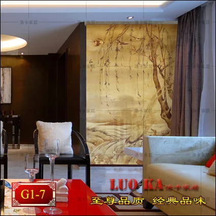 Chinese antique painting painted semi-shade curtain shutter curtain shading off custom decorative paintings