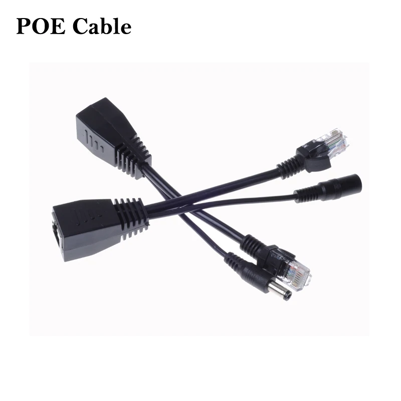 

New Black POE cable POE splitter Power Over Ethernet Passive PoE Injector Splitter Adapter Cable Kit 10Pairs/lot