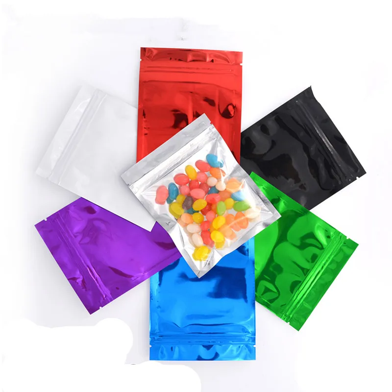 

Retail 10.2*12.7cm 100Pcs/Lot 6 Colorful Aluminum Foil Clear Zip Lock Self Seal Food Packaging Bags Ziplock Packing Bag