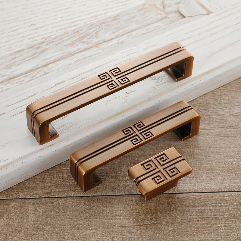

AOBT Yellow Bronze Vintage Cabinet Handles Chinese Drawer Wardrobe Handle Antique Cabinet Door Pulls Single Hole Hardware
