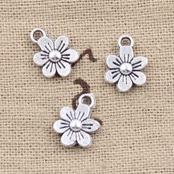 30pcs Charms Double Sided Flower 12x9mm Antique Making Pendant fit,Vintage Tibetan Bronze Silver Color,DIY Handmade Jewelry