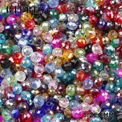 BTFBES 50pcs 6mm Faceted Flat Round Austrian Crystals Loose Bead Glass Ball for Bracelet Necklace Jewelry Making DIY Accessories