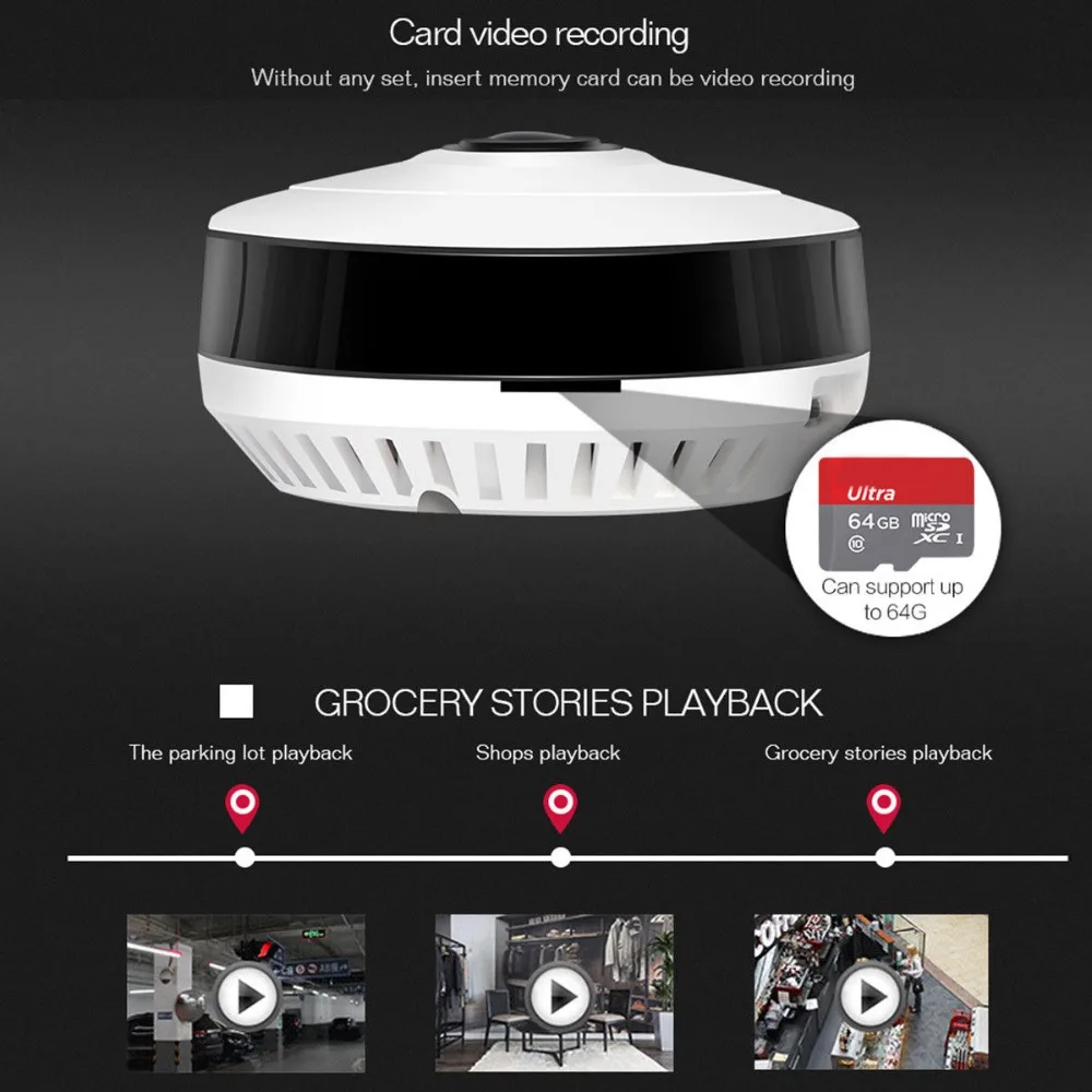 VR13 Wireless HD FishEye IP WiFi Panoramic Camera 960P 360 Degree 1.3MP Security