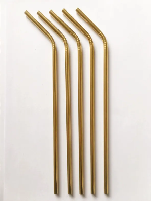 WOWSHINE factory new gold stainless steel 304 drinking straw 100pcs/lot wholesale dishwashers safe rust free