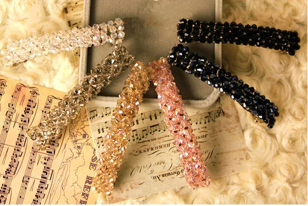 2016 New Fashion Full Crystal Lovely Handmade Beads Barrette Hairclips Hair Pin Girl Women Hair Accessories Korean Style Hot