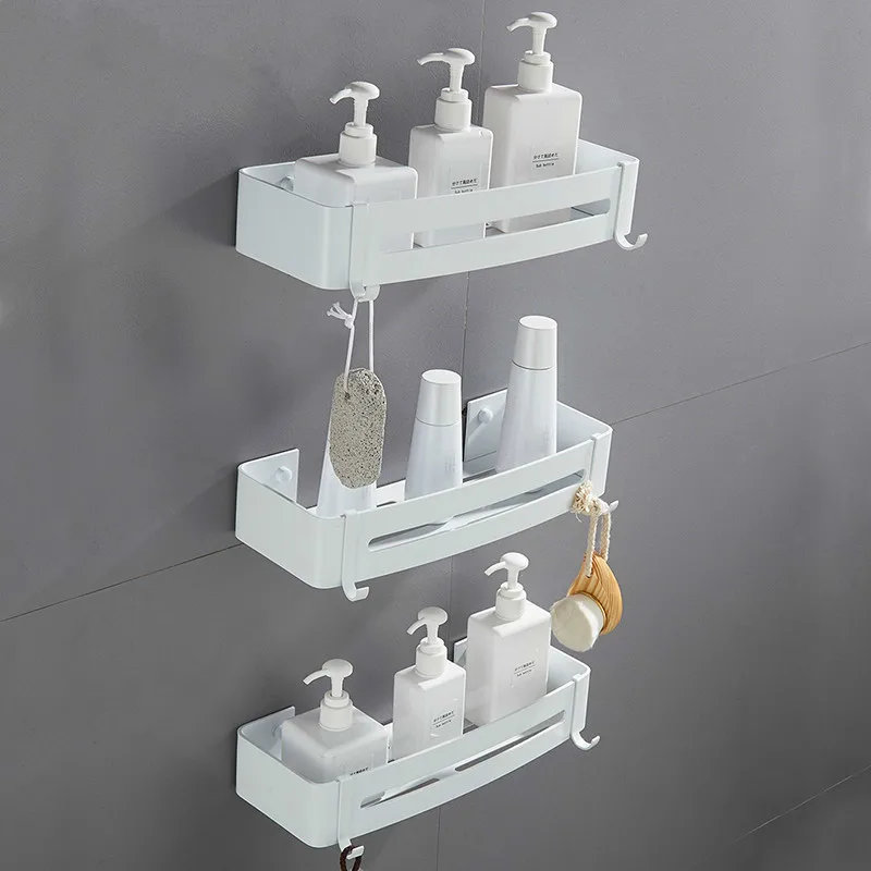 

Wall Mounted White Aluminum Bathroom Soap Dish Bath Shower Shelf Bath Shampoo Holder Basket Holder Corner shelf