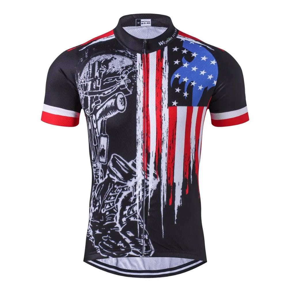 USA cycling jersey Men's Bike jerseys Short sleeve summer Pro Road MTB Maillot Ciclismo Bicycle Tops T-shirts Breathable White