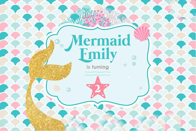 custom little mermaid under the sea ocean birthday photo backdrop High quality Computer print party background