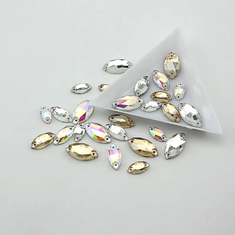 QIAO Horse Eye Sew On Stone Glass Rhinestone Jewelry Findings Garment Accessory Diy Supplies