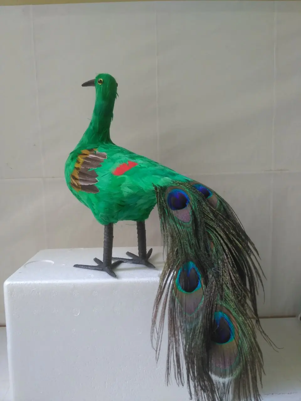 green feathers peacock bird hard model large 45x30cm handicraft home garden decoration gift s1775