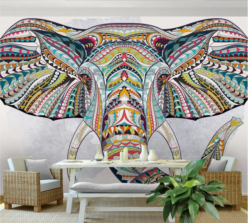 Animal Elephant Photo Mural 3D Custom Wall Paper for Living Room TV Backsplash Minon papers Home Art  Decorative