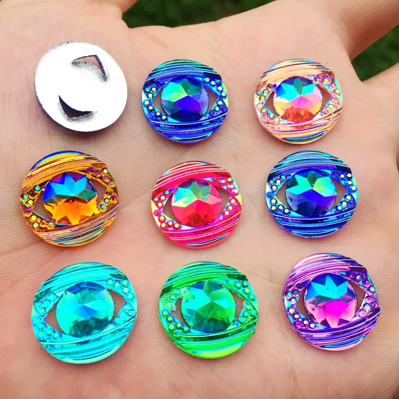 Colore misto 10 pcs Rotondo Lucido Rhinestone della Parte Posteriore Piana Cabochon di Arte Della Decorazione del Rifornimento di Fascino FAI DA TE