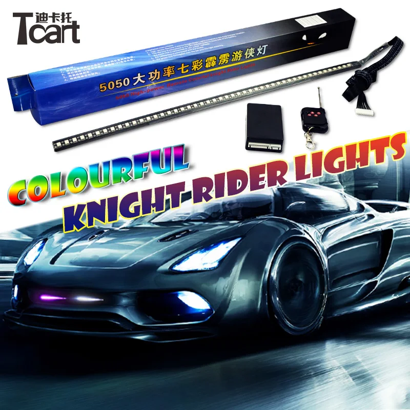 Tcart-車のアクセサリー,ハイパワーカラフルなLEDライダー,ワイヤレスリモコン,48smd 170,rgb,5050モデル