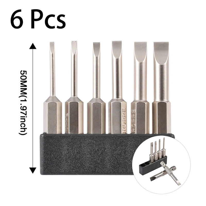 

HOEM 6Pcs/set Magnetic Screwdriver Set Slotted Head Screwdrivers Bit 50mm Screwdriver Set High Quality Hand Tools S2 Alloy Steel