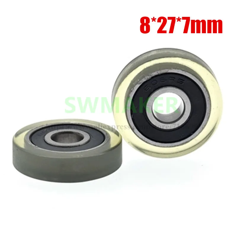 

10pcs 8*28*7mm 608 rubber-coated bearing pulley, PU flexible rubber, conveyor belt, bearing roller