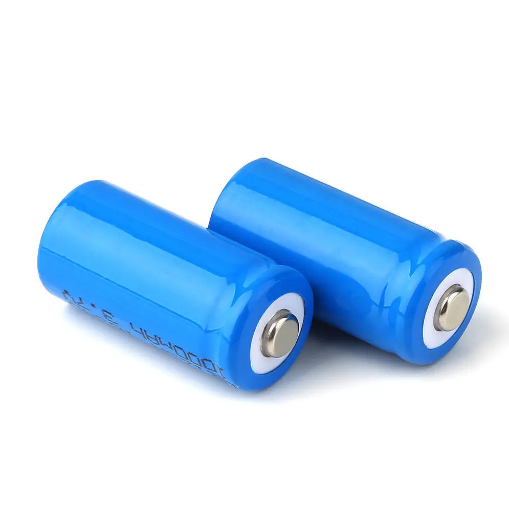 2 ชิ้น 3.7 โวลต์ 1000 มิลลิแอมป์ชั่วโมง CR123A 16340 แบตเตอรี่ Li - Ion แบบชาร์จไฟได้