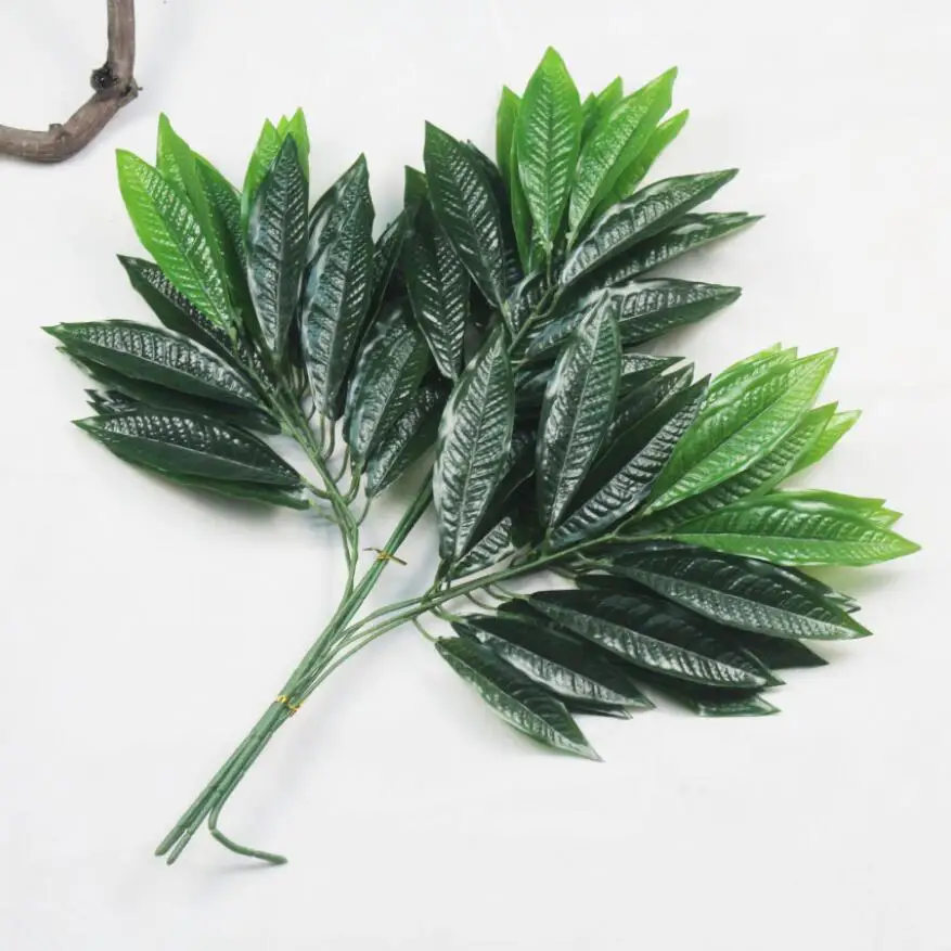 

12pcs Artificial Peach Tree Leaf Branch For Plant Wall Background Wedding Home Hotal Office Bar Decorative