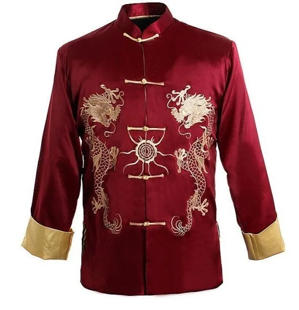 Chaqueta tradicional China de kung-u para hombre, camisa bordada con dragón M XL XXXL, venta al por mayor, venta al por menor