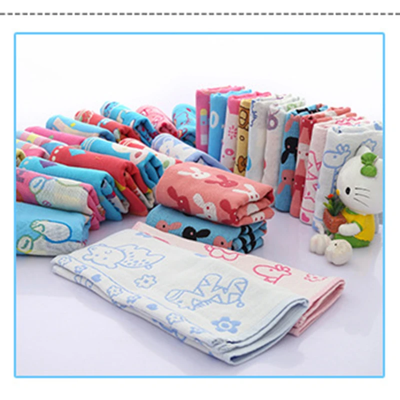 26*50cm High Quanlity Baby Towel Cartoon Babys Washcloth Handkerchief Kids Feeding Wipe Cloth Three-layer Cotton Gauze Towels