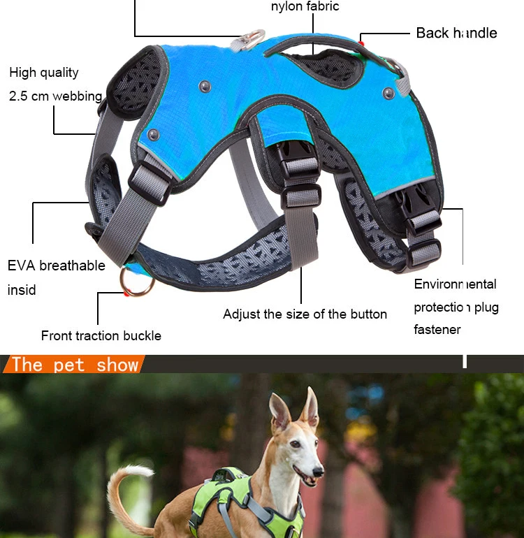 Pet Dog Harness For Dogs Vest Strong Reflective Harness Service Dog Supplies Accessories Safety Vehicular Lead Training Running