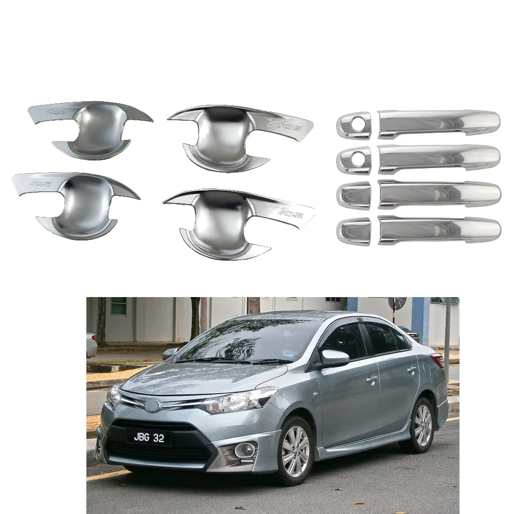 For Toyota Vios Yaris ATIV 2014 2015 2016 door handle bowl cover ABS Chrome Accessories Stickers Car Styling