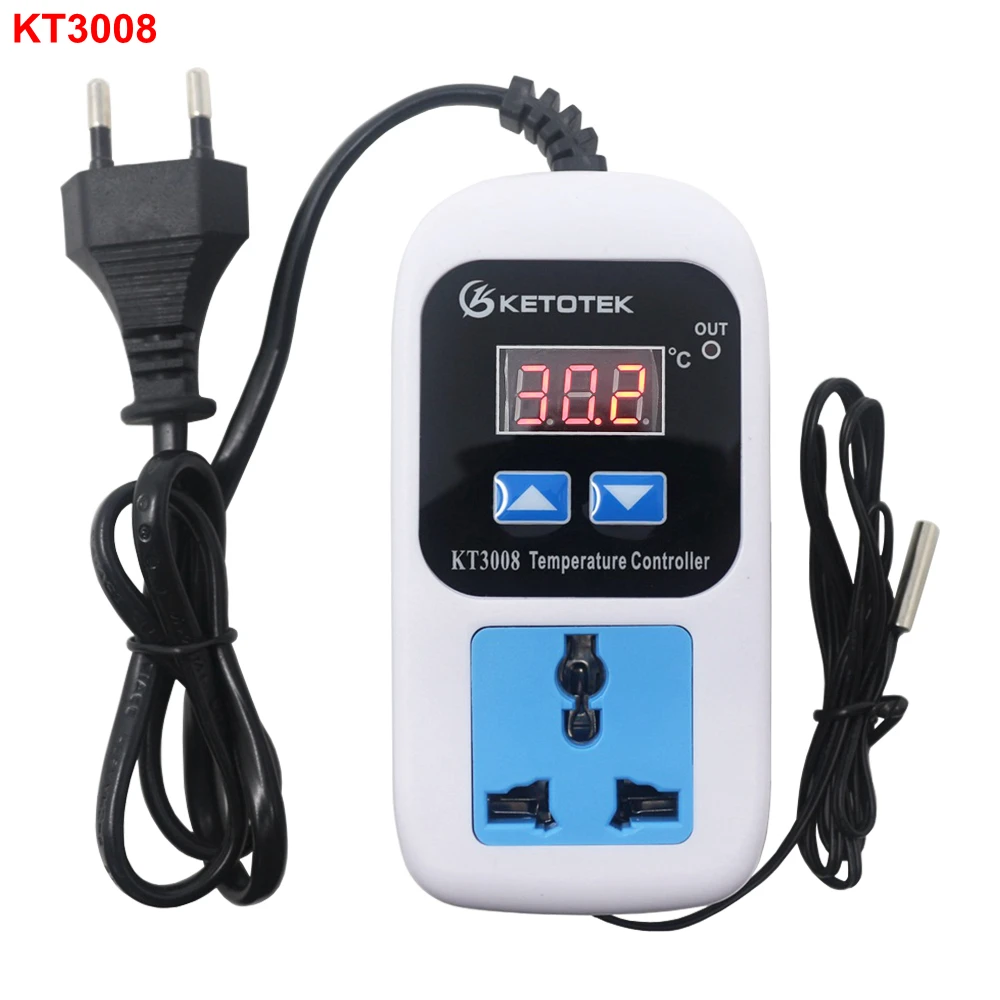 -50 ~ 110C Digitale Termostato Regolatore di Temperatura Interruttore Presa Spina di UE AC 110-220V Microcomputer Sensore NTC KT3008 KT3009