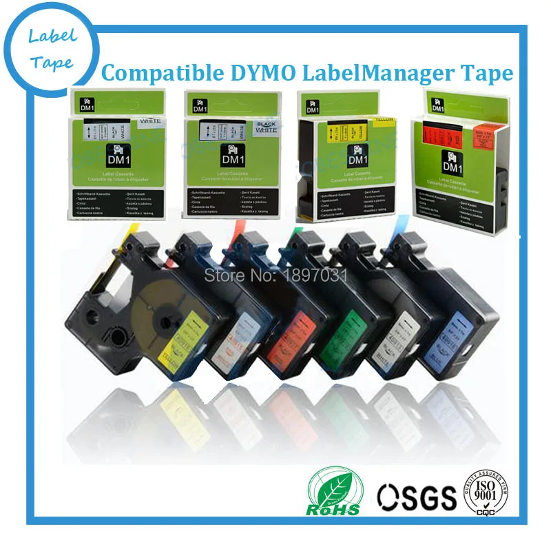 Free shipping 5pk/lot mixed colors Dymo Labelmanager 9mm D1 40916 40917 40918 40919 40920 Ribbon label Maker Dymo D1 Tape