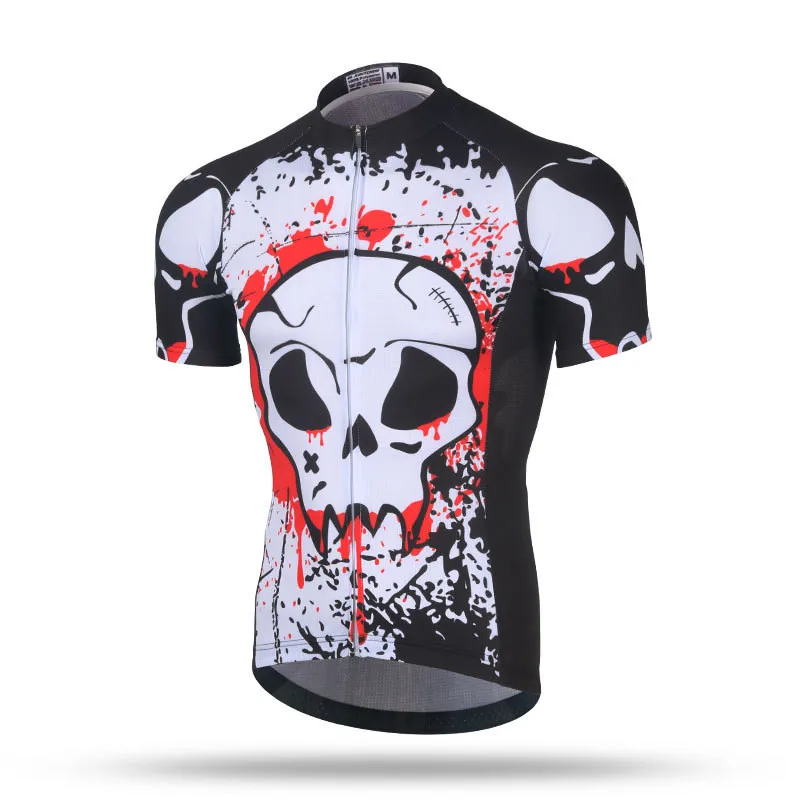 Xintown 2018 Printed Skull Cycling Clothing Short Sleeve MTB Cycling Jersey Shirt Breathable Bike Wear Cycle Bicycle Clothing