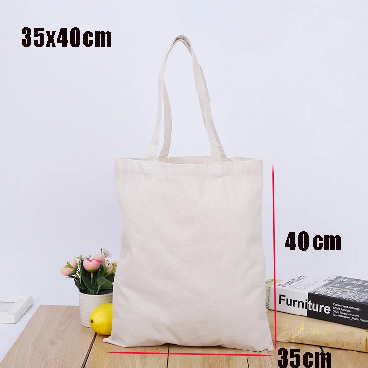 10 Pcs/lot High-quality Canvas Shopping Bags Eco Reusable Foldable Shoulder Bag Handbag Tote Cotton Tote Bag Wholesale