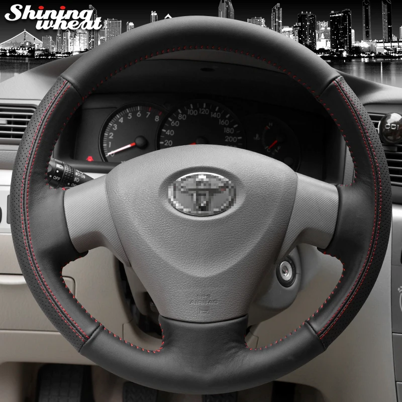 Black Genuine leather Car Steering Wheel Cover for Toyota Corolla 2009-2013 Matrix 2009-2010 Toyota Corolla EX Auris 2007-2009