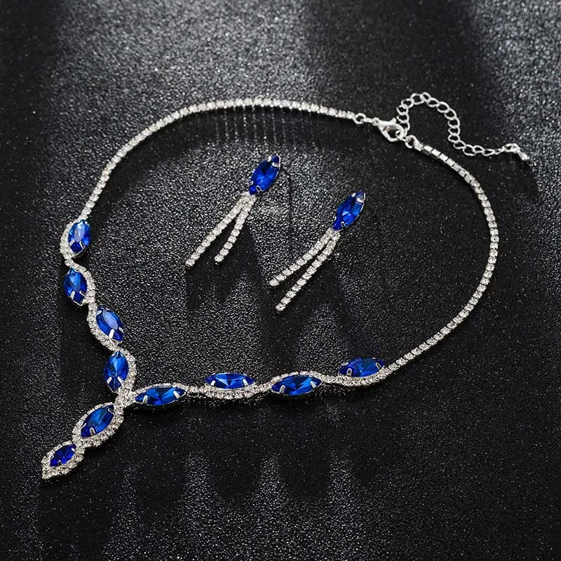 YFJEWE Luxury Austria Crystal Earrings Necklaces & Pendants Jewelry Sets Women Fashion Jewelry Rhinestone Earrings Sets #N100