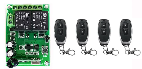 DC24V 2CH RF Wireless Remote Control Relay Switch Security System Garage Doors, Electric Doors/window /lamp