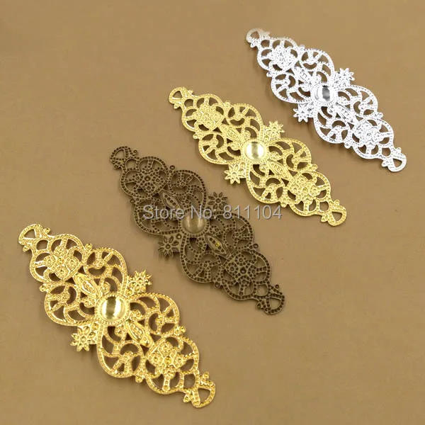 60x25mm Filigree Flower Charms Links Wraps Connectors Findings DIY Jewelry Making Multi-color Plated Brass