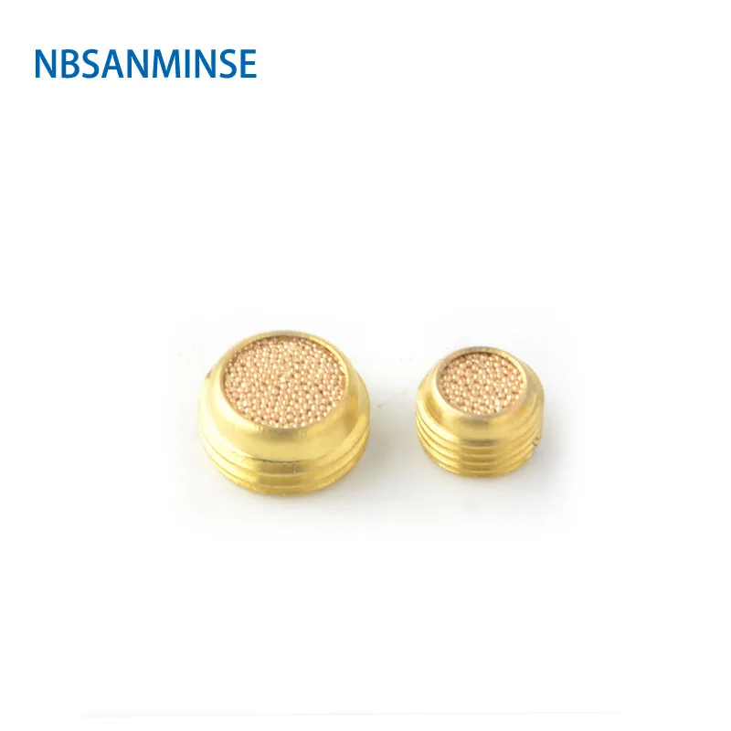 NBSANMINSE SP 타입 황동 소음기 배기 공기 머플러 소결 구리 머플러 필터, 공압 1/8 1/4 3/8 1/2 스레드, 로트당 10 개