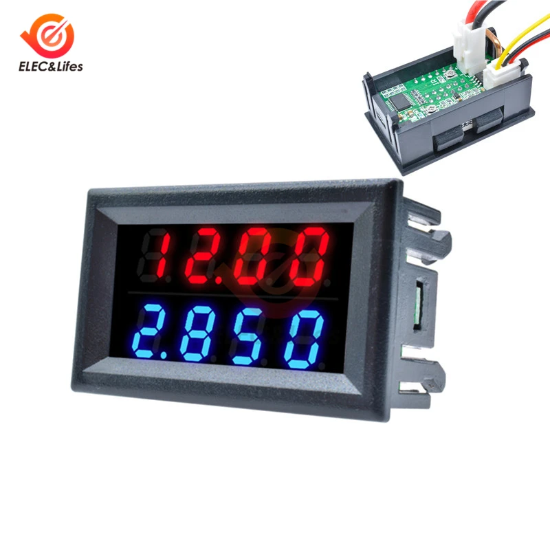 DC 200V 100V 10A LCD Digitale Spanningsstroommeter Tester Verstelbare Ampèremeter Voltmeter Paneel Volt AMP Detector Dual led display