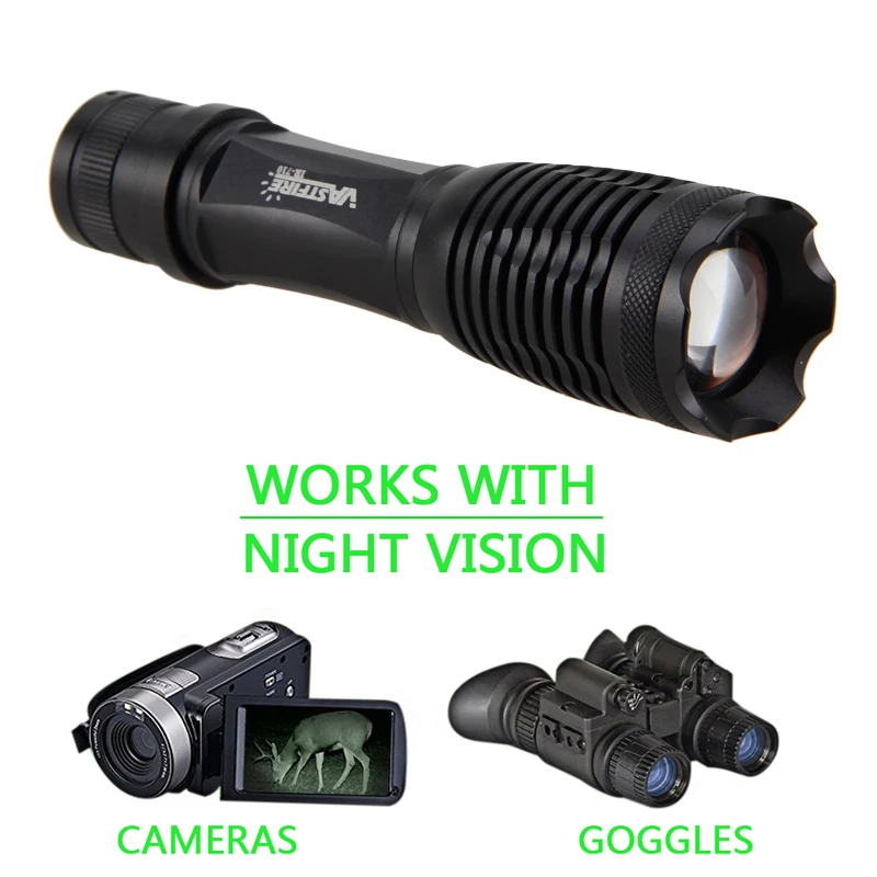 3W 940 nm LED Flashlight Torch Zoomable Focus Infrared Radiation IR Lamp Night Vision Hunting Torch+20mm Rail Scope Mount+18650