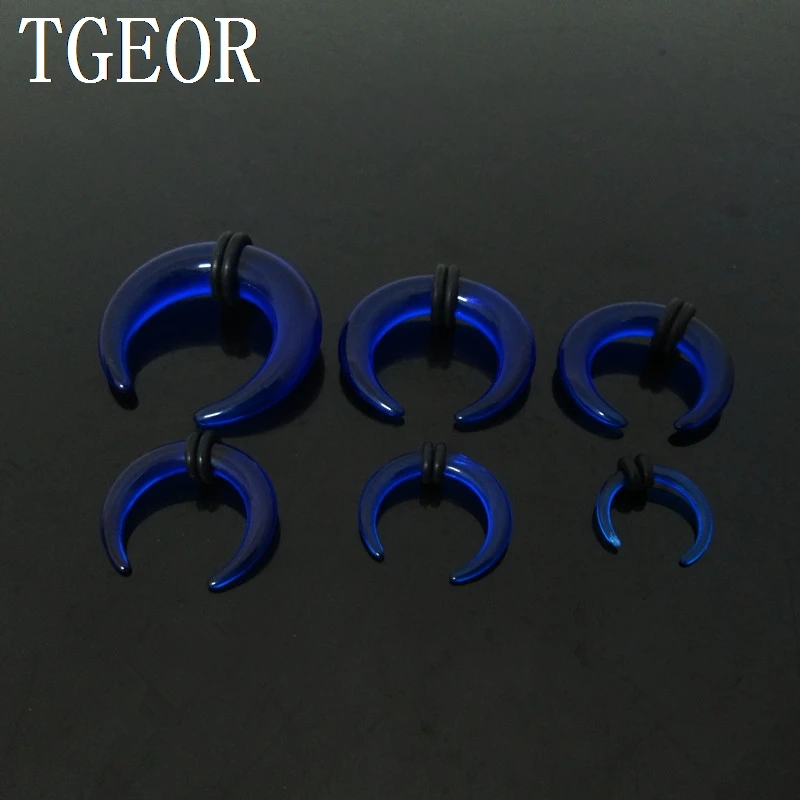 New 1 pair mixed 6 gauges mixed clear colors horseshoe ear expander acrylic piercing ear taper free shipping