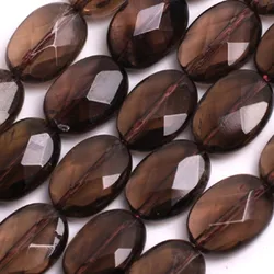 Natural Smoky Quartz Beads 15'' Oval Faceted Brown DIY Loose Beads For Jewelry Making Bracelets For Women Necklace Earring