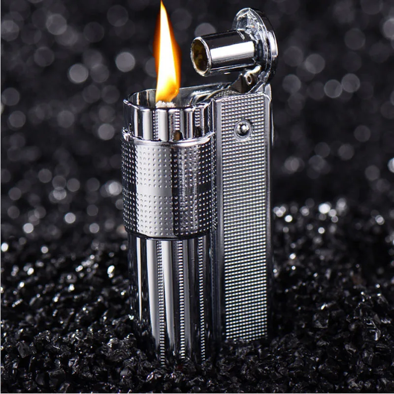 Unique Retro old Gasoline Metal Lighter Men Vintage Kerosene Cigarette Lighter Retro Windproof  Lighters Smoker Fire